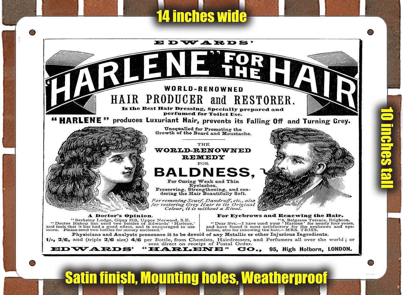 Metal Sign - 1895 Harlene Hair Producer and Restorer- 10x14 inches