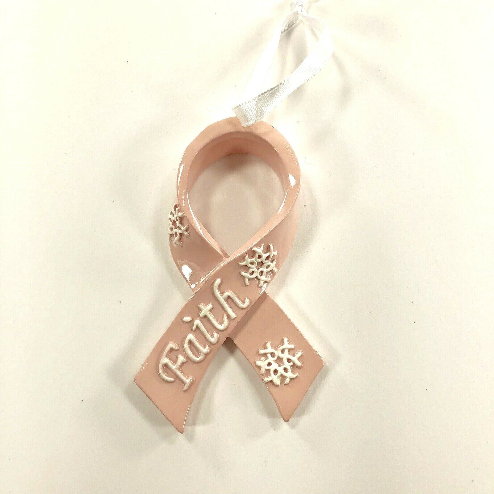 Breast Cancer Foundation Faith Ribbon Ornament Pink Resin #16