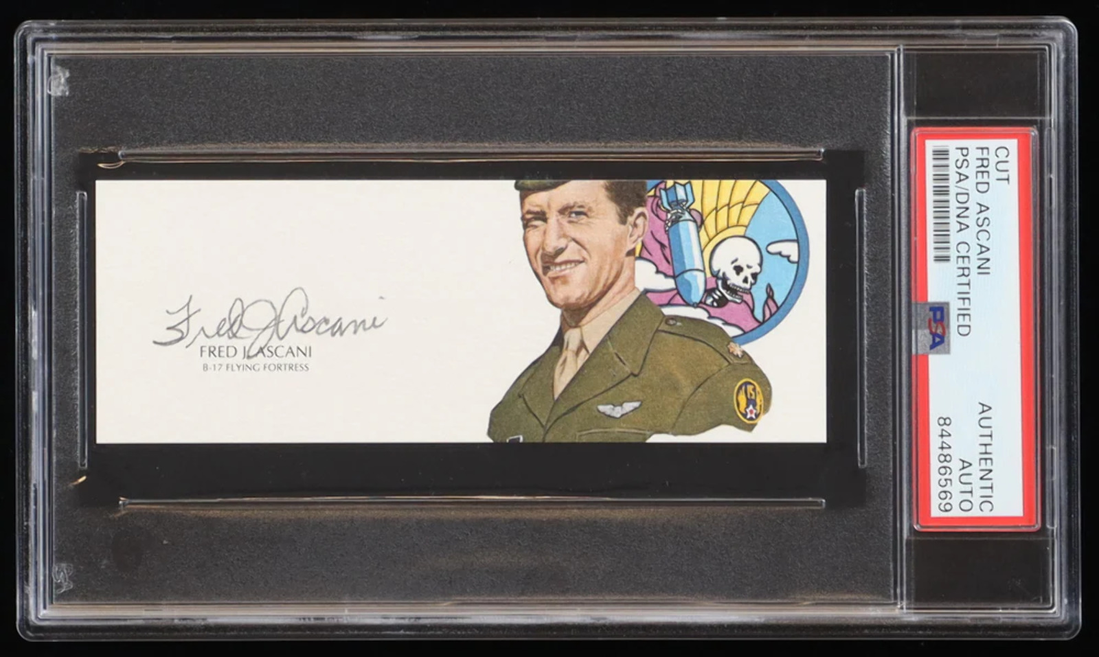 Fred Ascani Signed 1.75x5 Cut (PSA) - US Air Force WWII