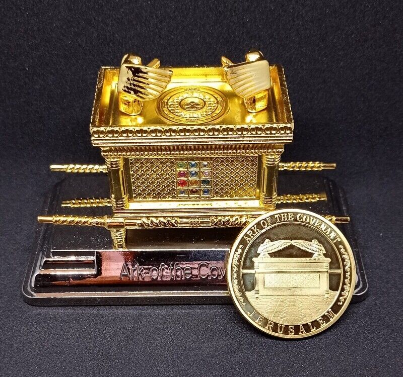 MINI Ark of The Covenant  Israel Gold tone + Medal, coin from Jerusalem