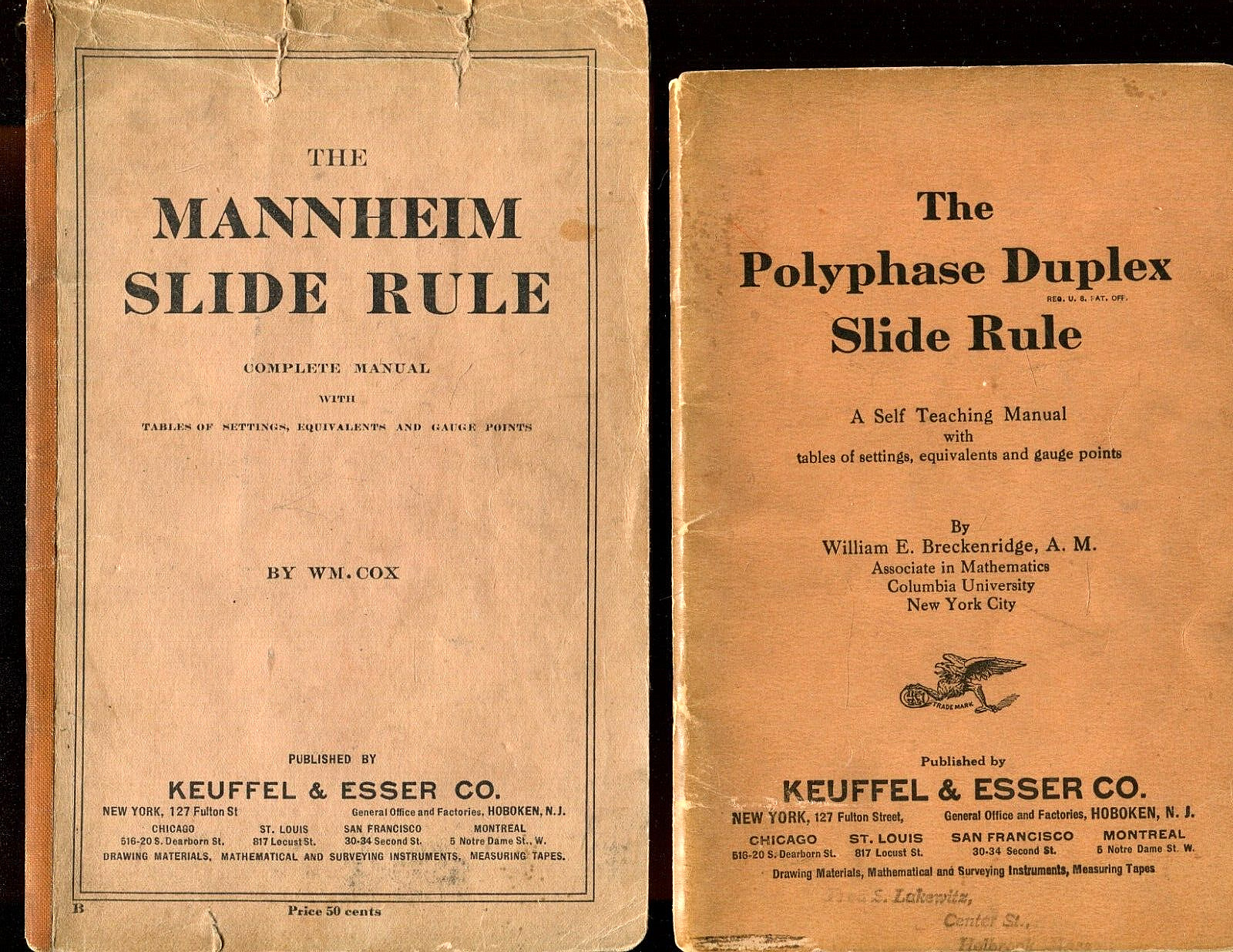 THE POLYPHASE DUPLEX SLIDE RULE & MANNHEIM SLIDE RULE BOOKLETS