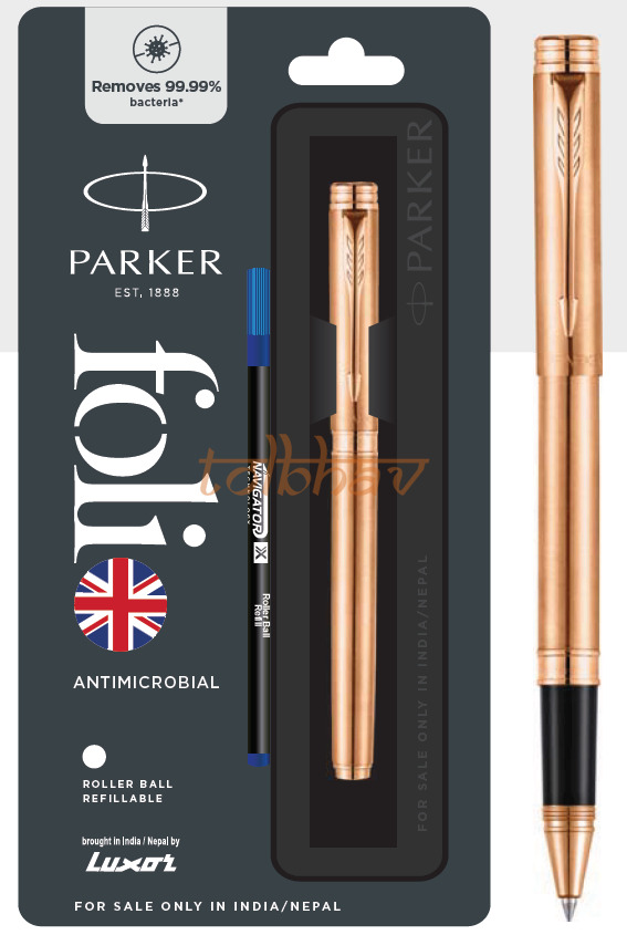 Parker Folio Anti Microbial Copper Ion (CION) Plated Roller Ball Pen - New