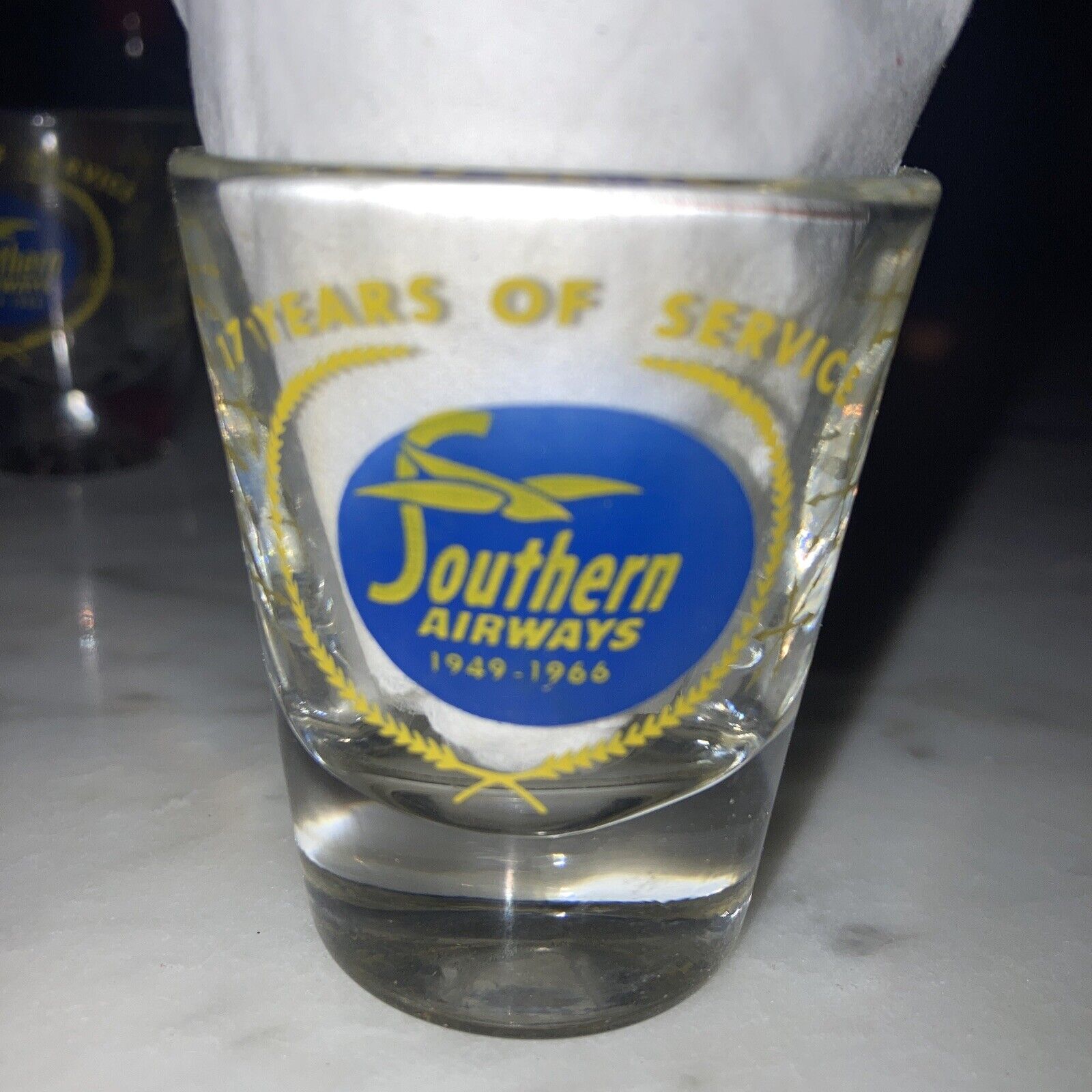 Vintage Shot Glass Southern Airways 17 Years Of Service 1949-1966