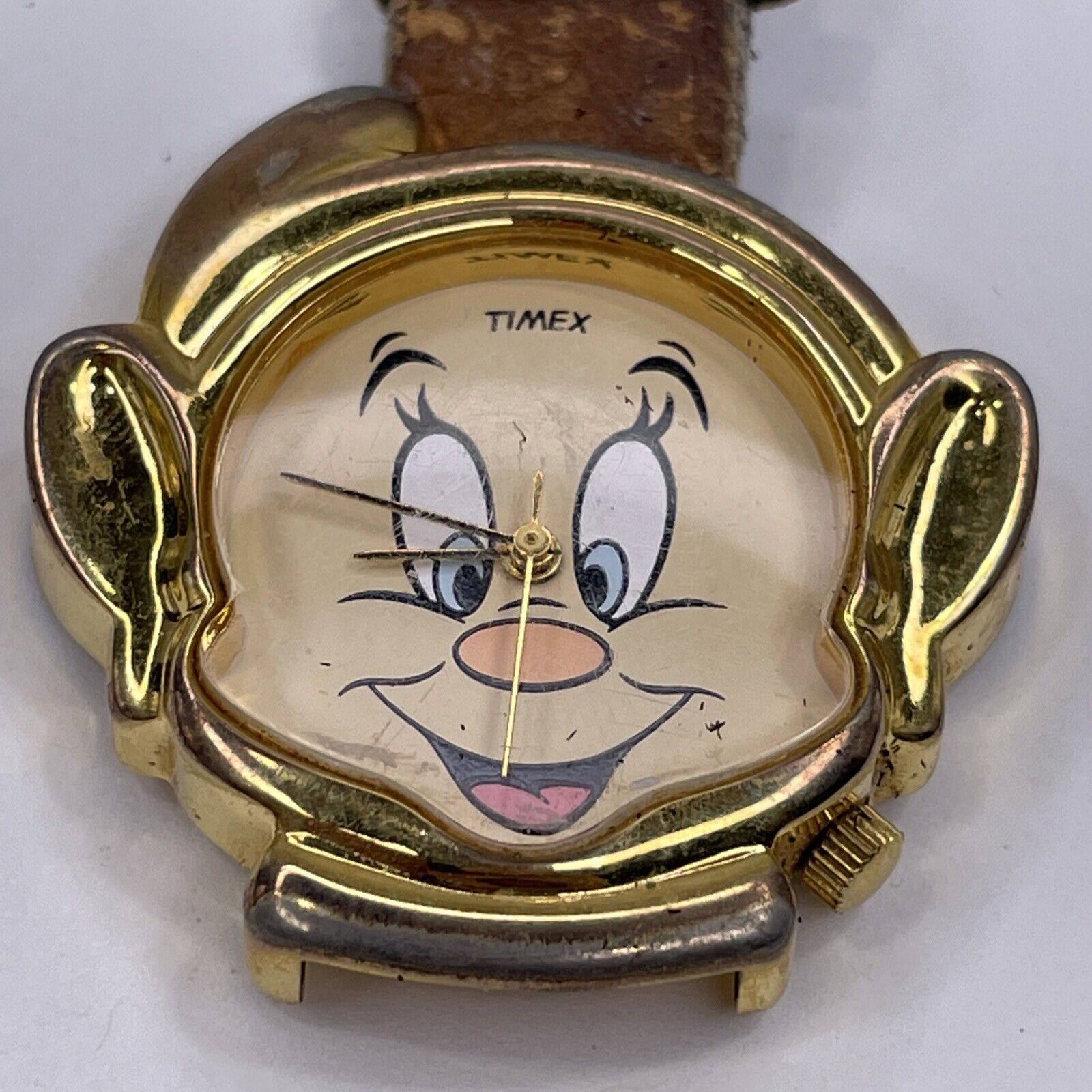 Vintage Disney Snow White Dwarf Dopey Watch 1980s Timex UNTESTED Band Destroyed