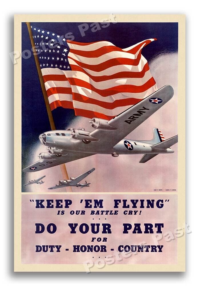 “Keep 'Em Flying” 1942 Vintage Style WW2 War Army Air Corps Poster - 24x36