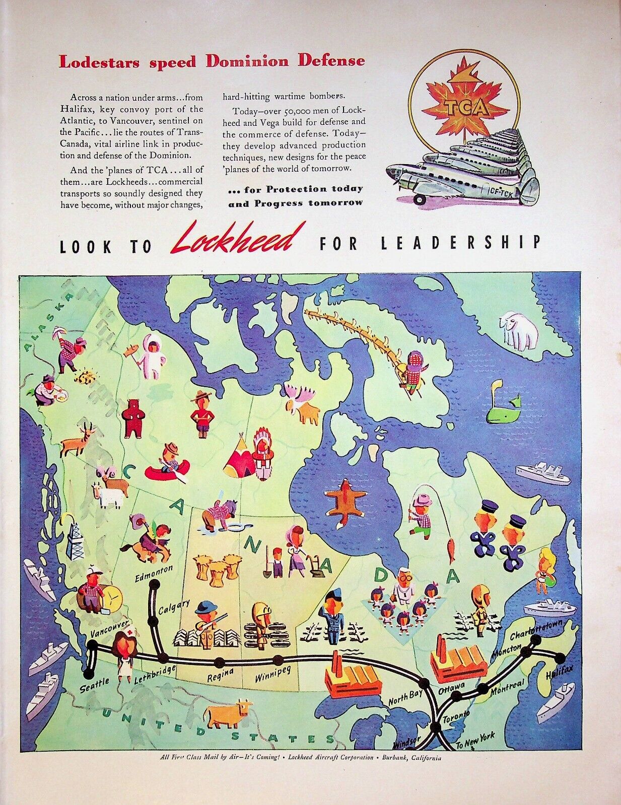 1941 Lockheed Aircraft Corporation WW2 Vintage 40s Print Ad Protection Progress