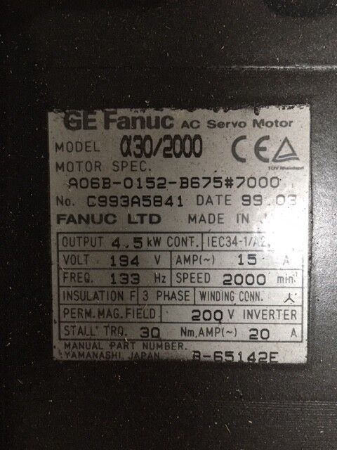 FANUC SERVO MOTOR A06B-0152-B675#7000 