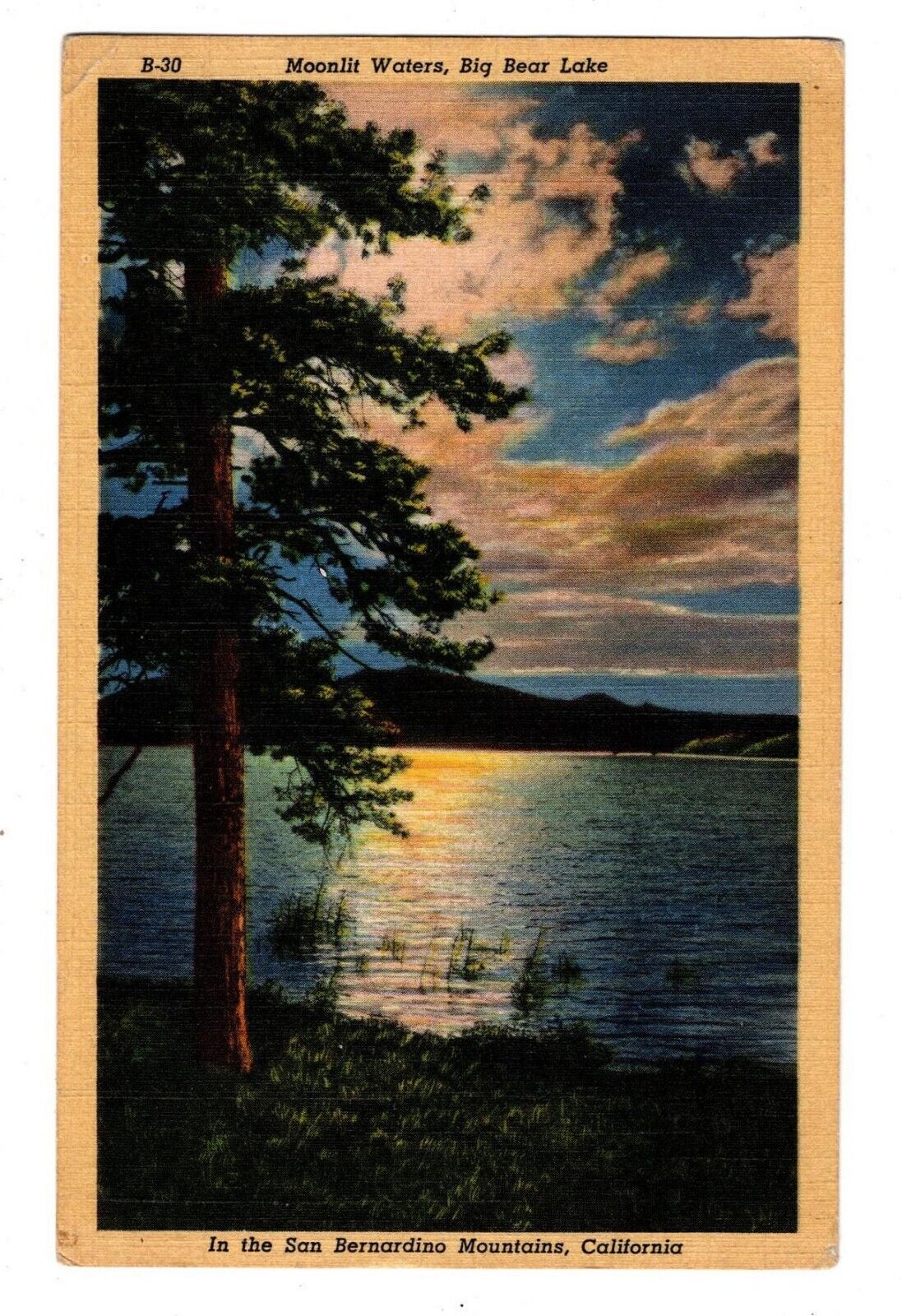 Sun Set on Big Bear -2 Lake CA - Frasher Photo Vintage Postcard