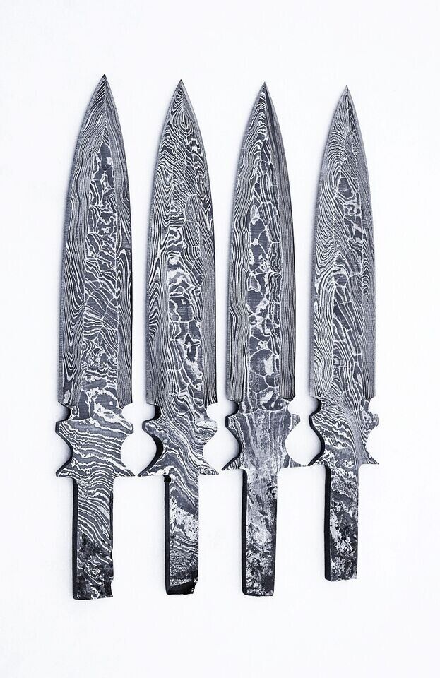 4xDamascus steel BLANK BLADES  FOR DAGGER KNIFE MAKING