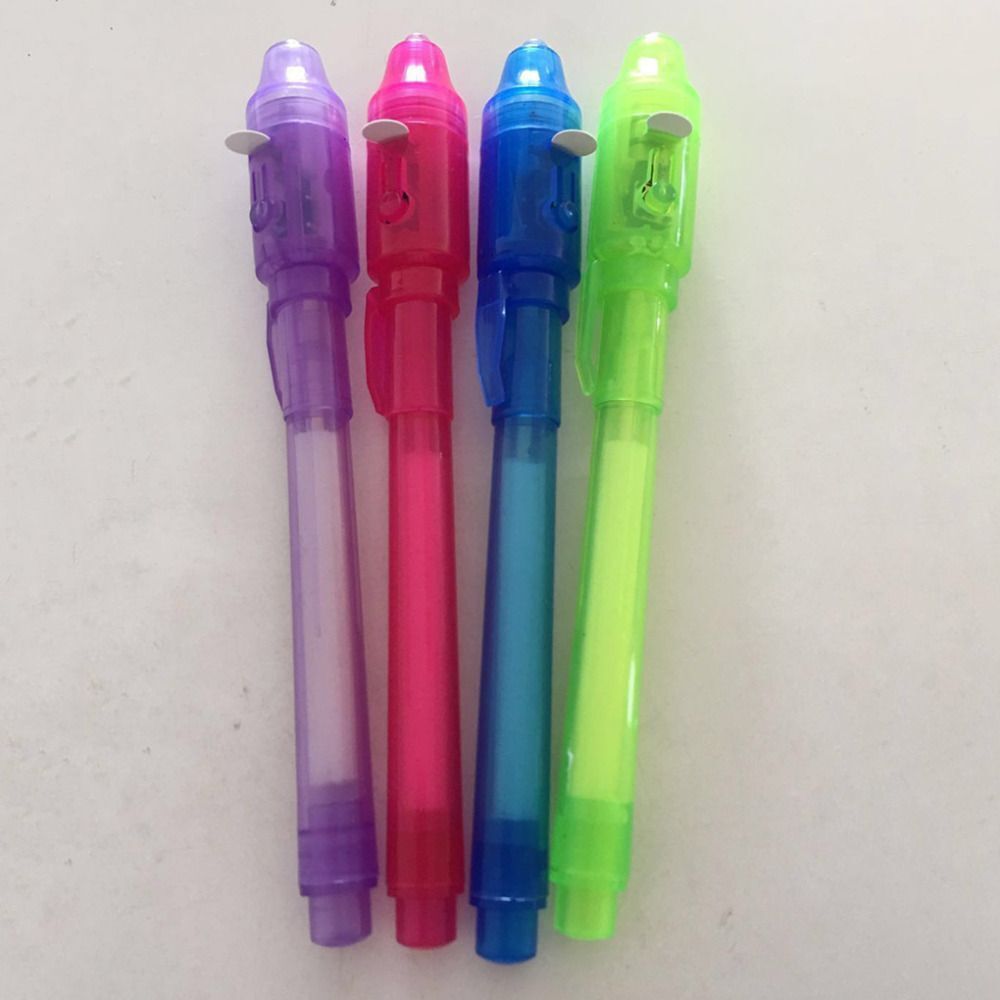 4pcs/lot Luminous Light Pen Magic Purple 2 In 1 UV Black Light Combo Drawing Inv