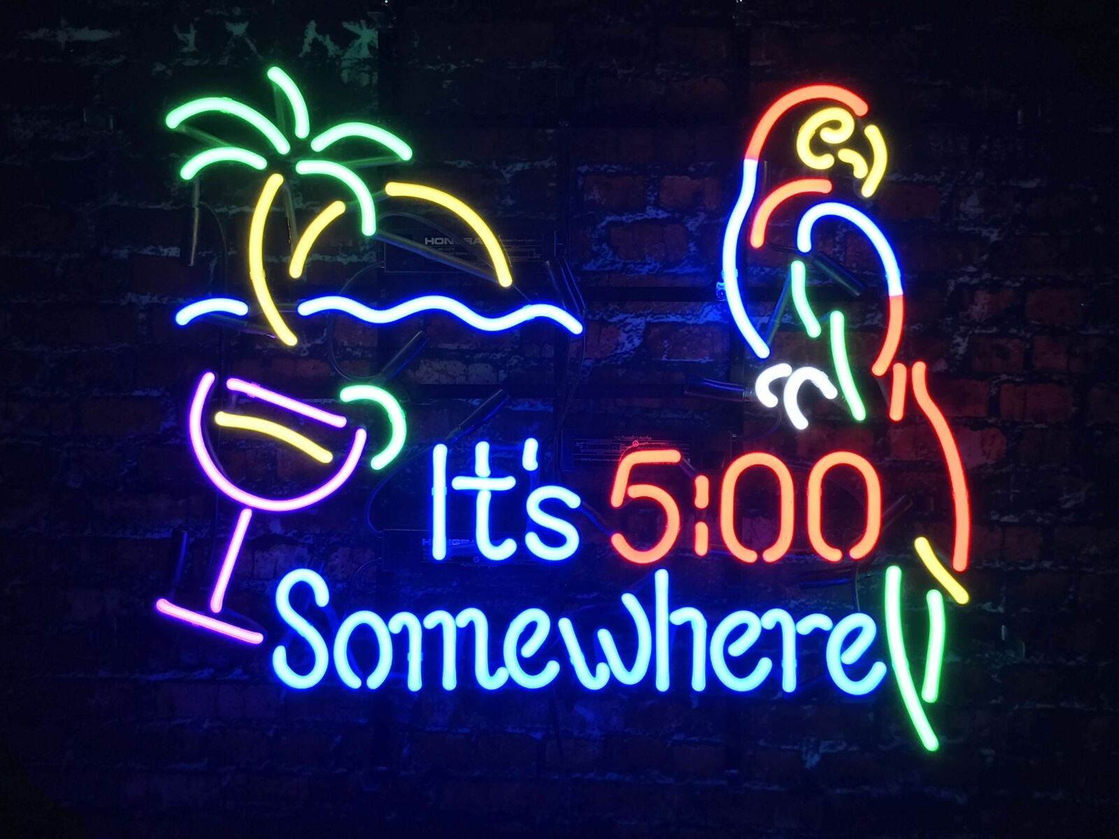 New It's 5 00 Somewhere Parrot Neon Light Sign 20