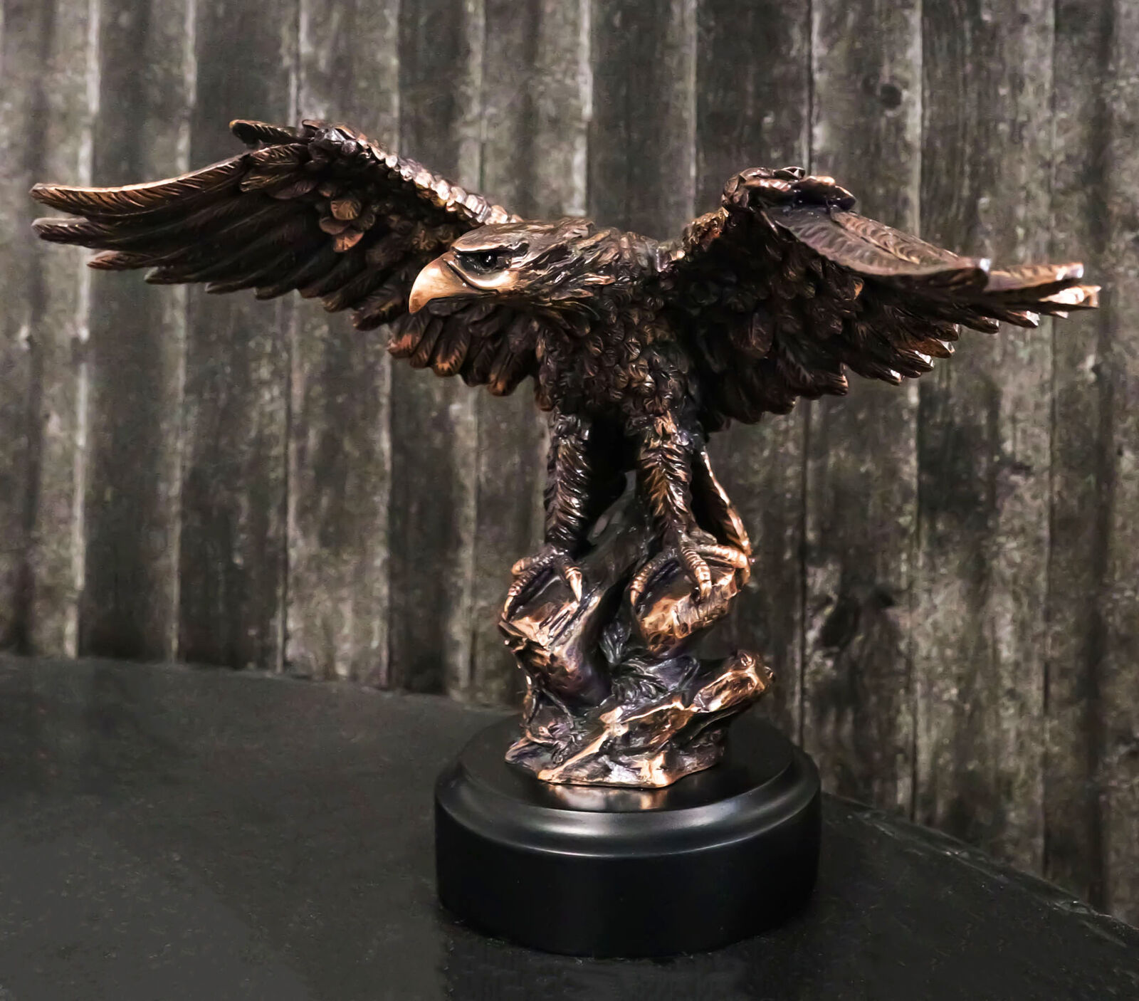 USA American Bald Eagle With Open Wings Bronze Electroplated Resin Statue Decor