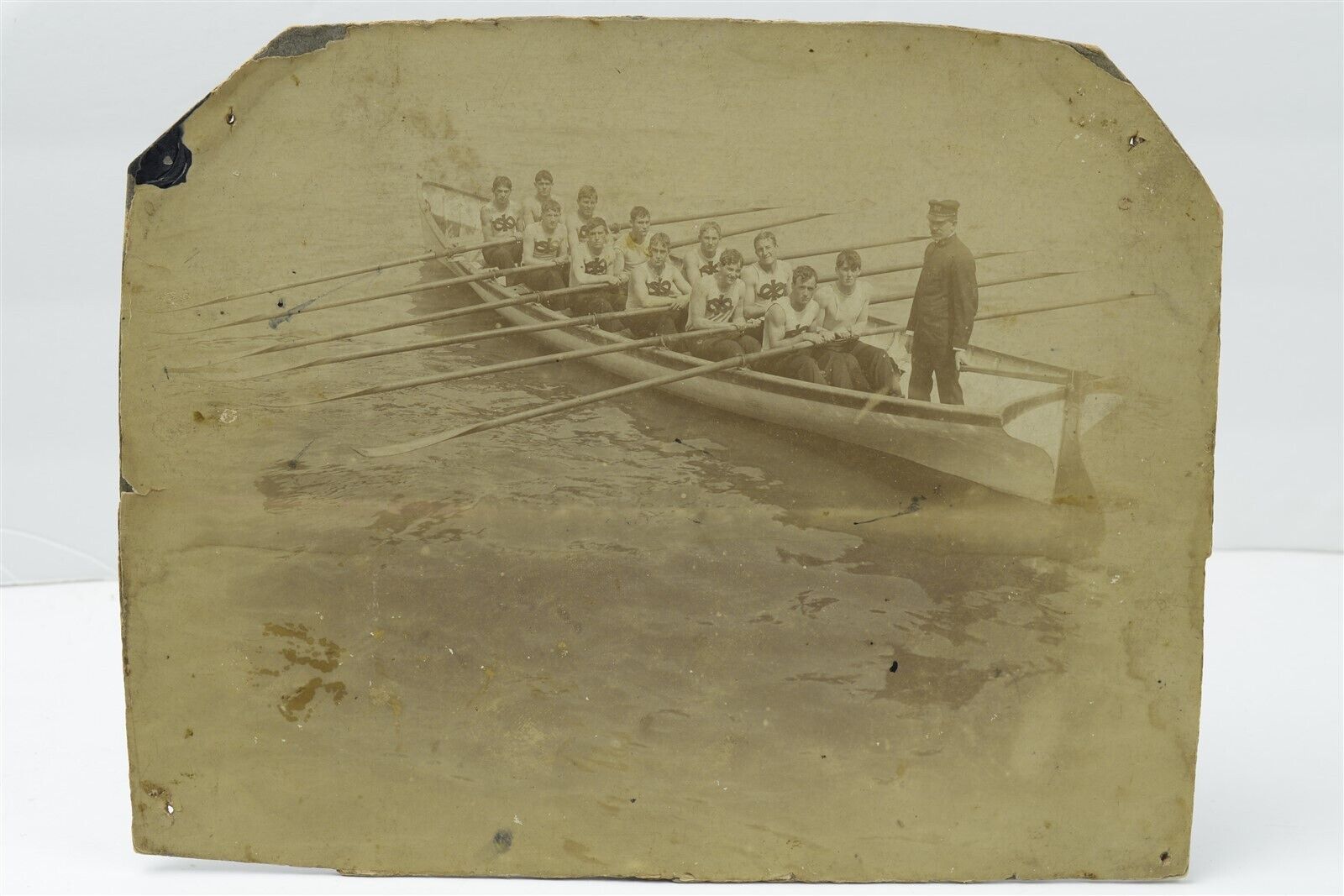 Antique US Navy Photograph Apprentice Sailors USS BB-7 Illinois Rowing Team