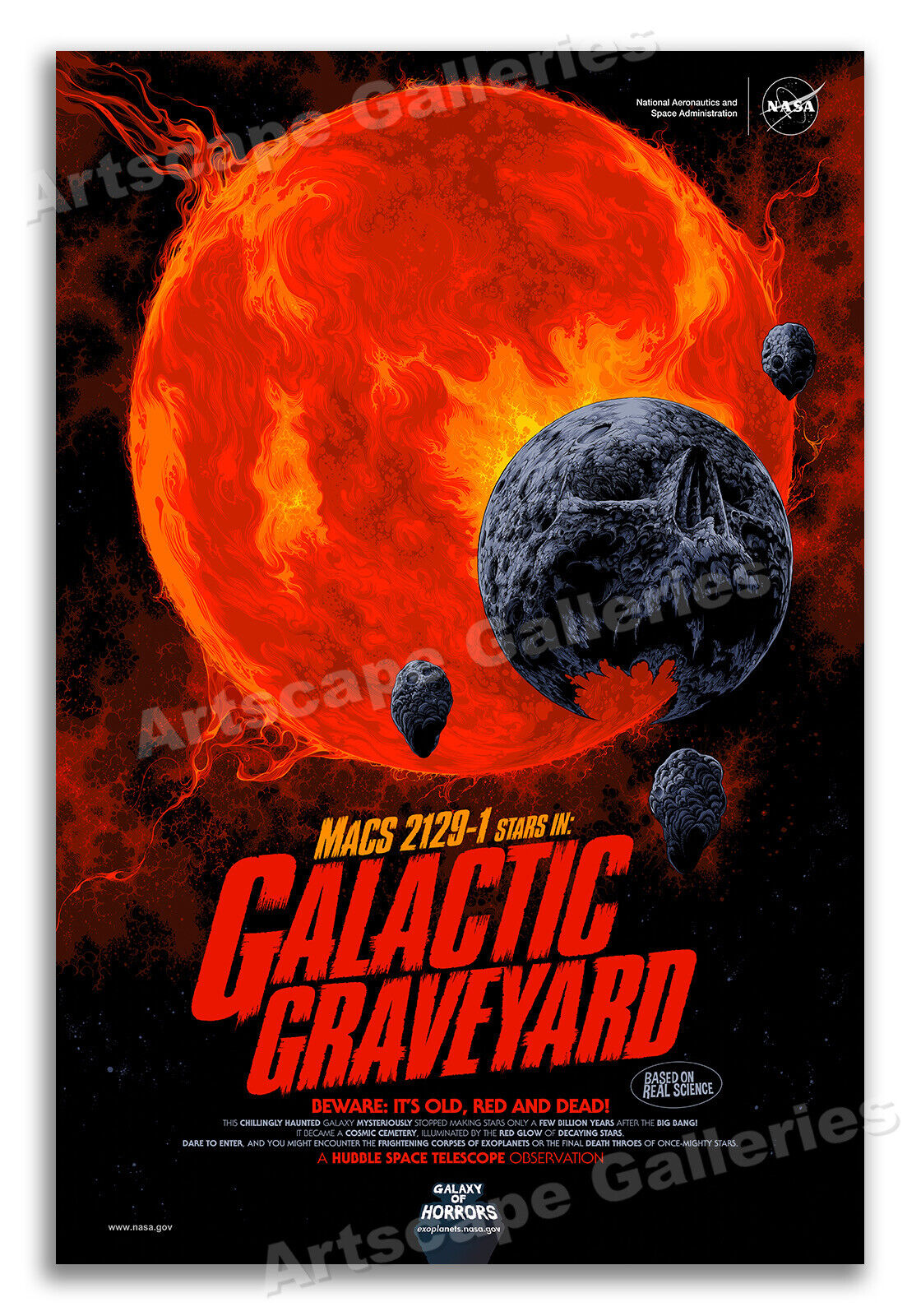 NASA Space Horror Movie Style Poster - Galactic Graveyard  - 16x24