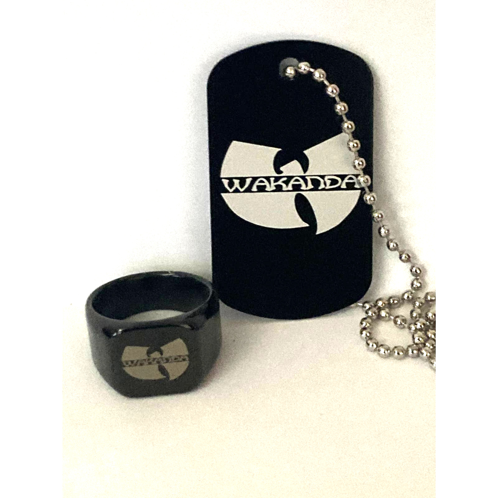 Wakanda Wu Tang Clan Logo Pendant With Necklace and Ring Size 6-11