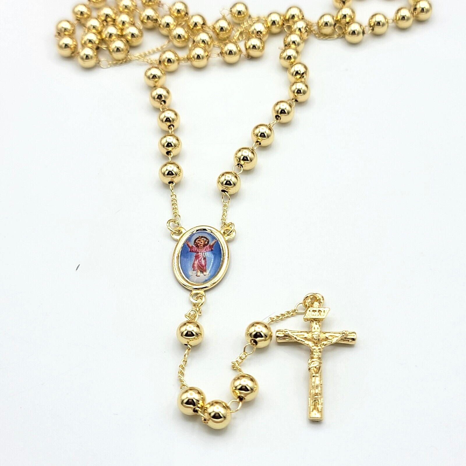 The Divine Child Jesus Gold Plated Rosary. El Divino Niño. Rosario Oro Laminado