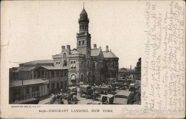 1907 New York,NY Emigrant Landing Souvenir Post Card Co. Antique Postcard