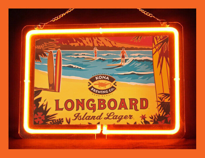 Longboard Island Lager Beer Hub Bar Display Advertising Neon Sign