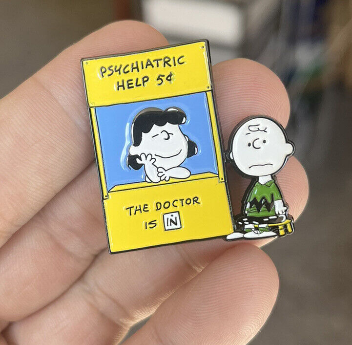 Peanuts Charlie Brown enamel Pin Lucy Psychiatric Help Snoopy Comics 60s 70s