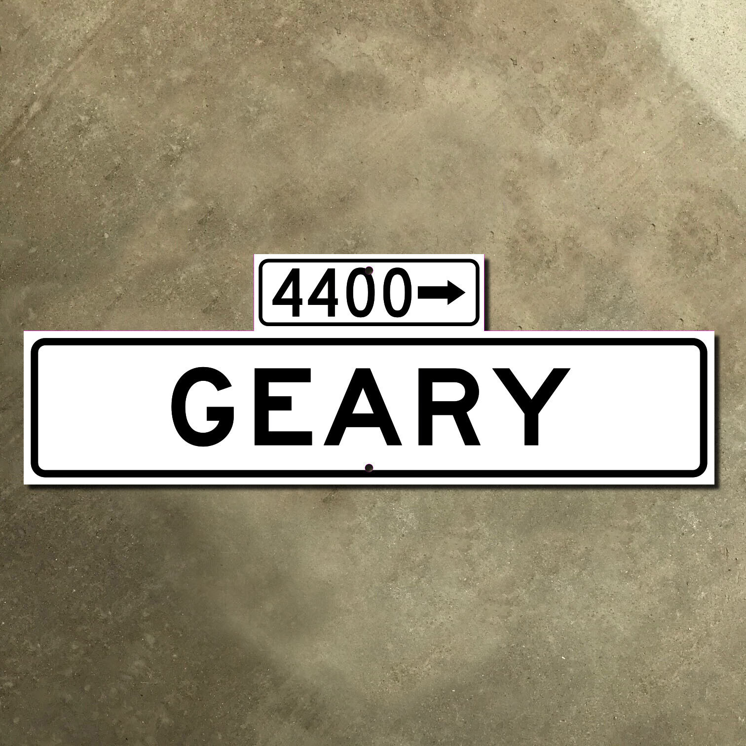 San Francisco California 4400 Geary Blvd street blade 1965 road sign 36x12