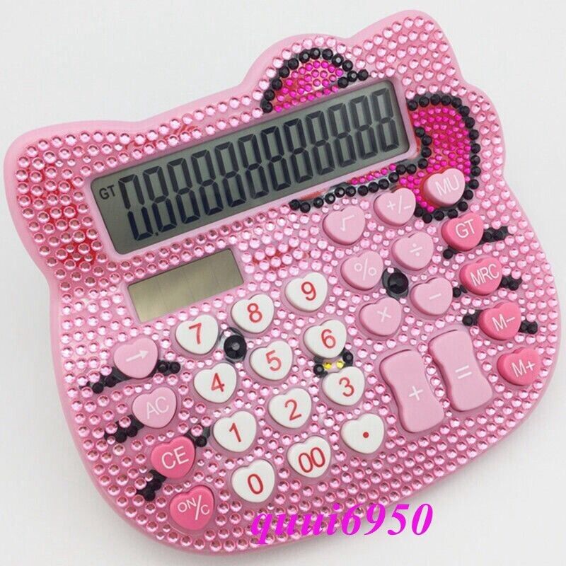 Girl Ladies Gift Pink Hello Kitty Electronic Calculator 12 Digit Solar Power