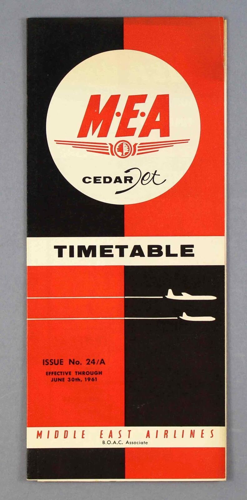 MEA MIDDLE EAST AIRLINES TIMETABLE JUNE 1961 COMET 4C VISCOUNT
