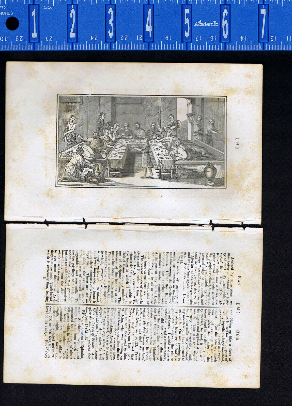 Dining-Eating Habits of Hebrews in Biblical Times - 1833 Engraving