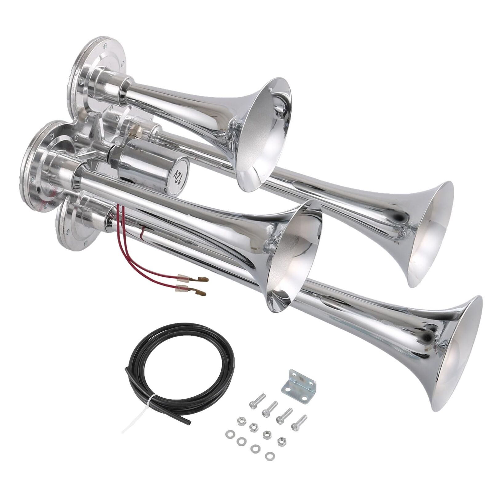 4 Trumpet Train Air Horn with 12V Electric Solenoid Universal 12 Volt Horns L...