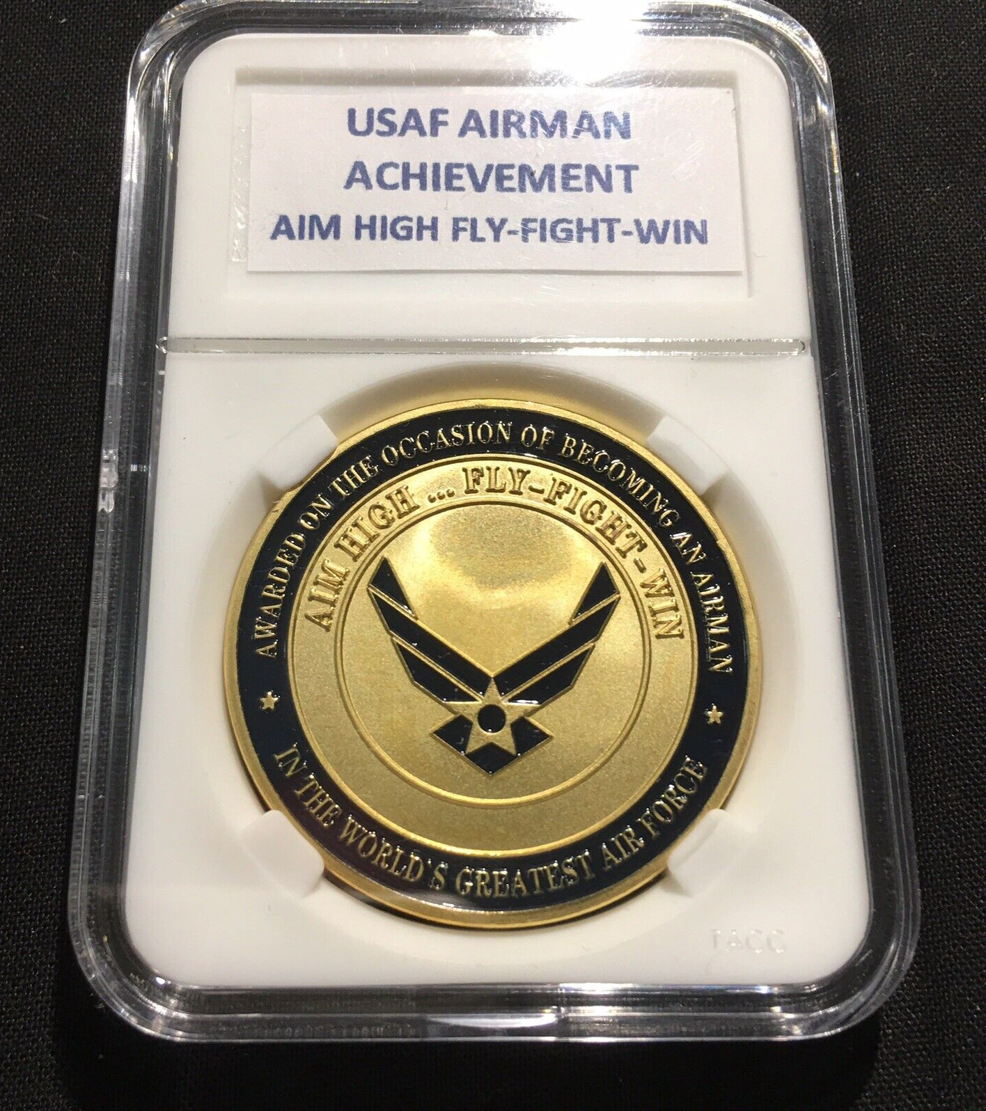 Airman Achievement Aim High Challenge Coin-United States AIR FORCE USAF W Case