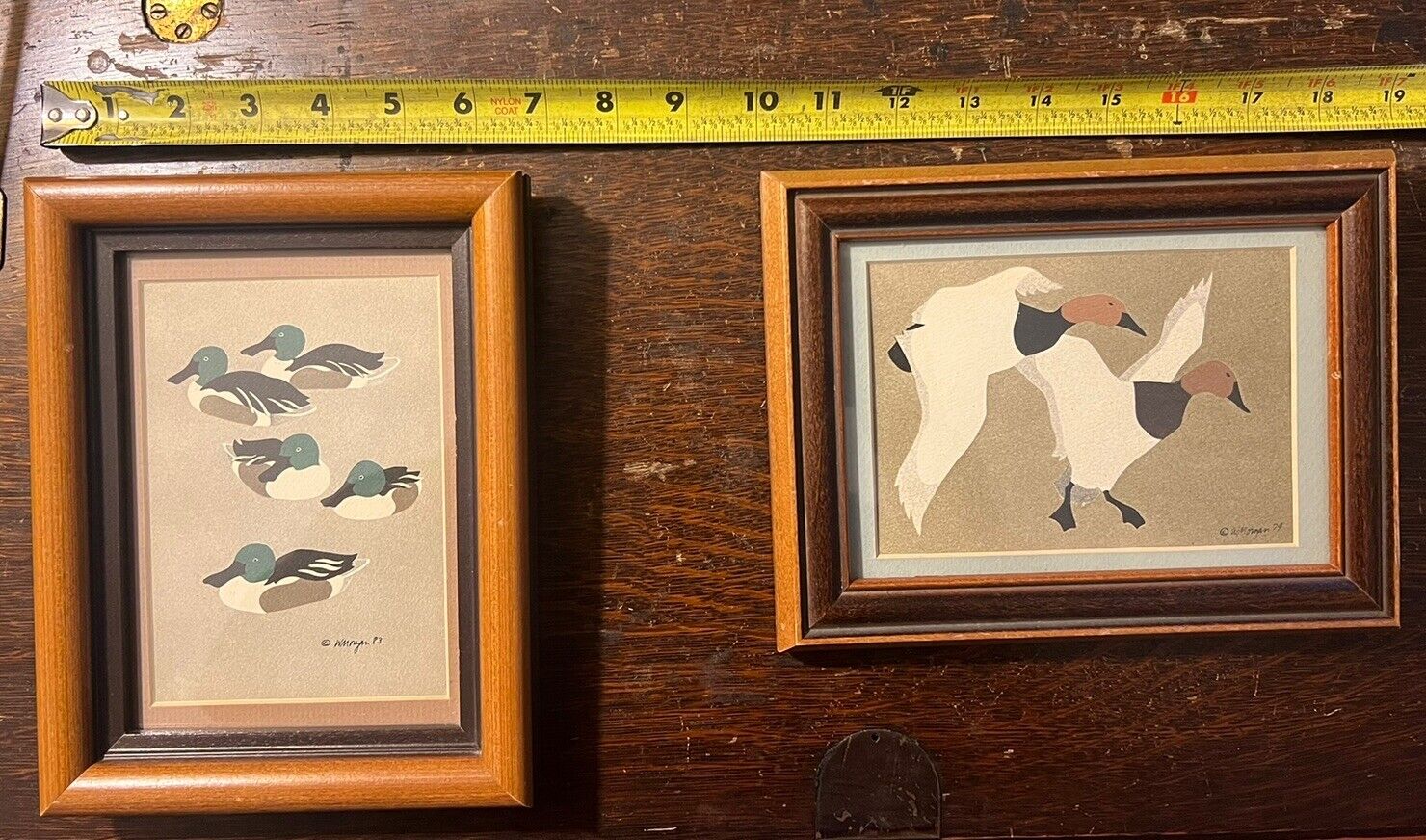 Signed W. MORGAN 1979/1983 PRINT Ducks / Waterfowl 7” X 9” Beautiful Wood Frames