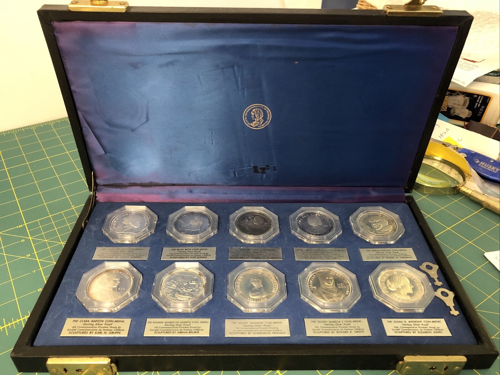 Franklin Mint 10 Silver Proofs Complete Set - U.S Mint Sculptor Elizabeth Jones