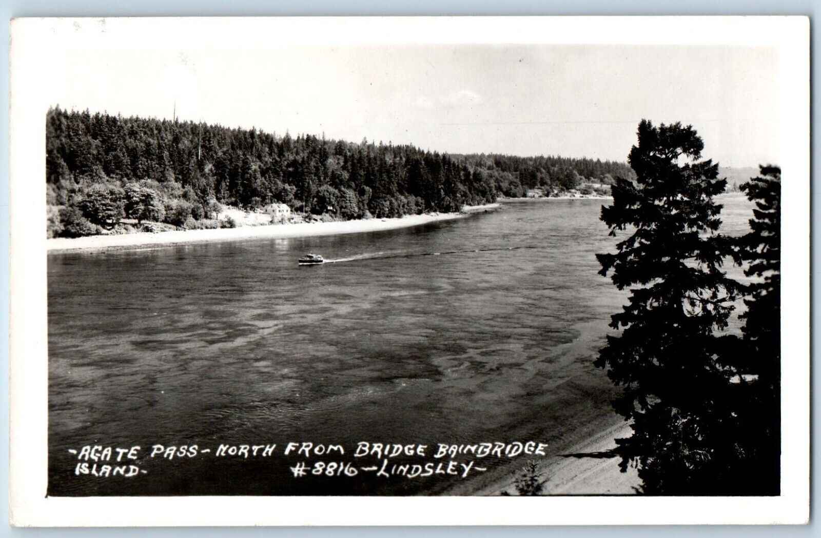 Washington WA Postcard RPPC Photo Agate Pass North From Bridge Bainbridge Island