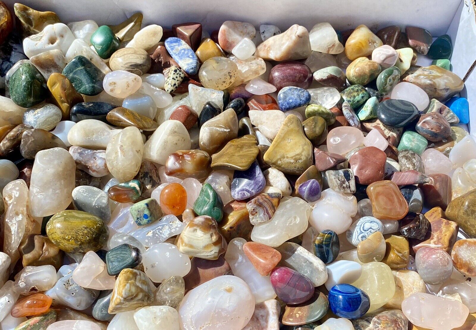 1lb JUMBO Lot Polished Rocks - Tumbled Stones Gemstone Mix - Healing and Reiki