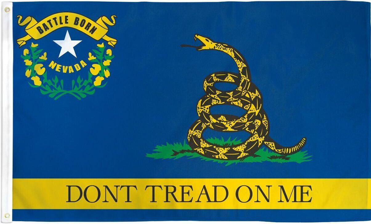 3x5 Nevada Gadsden Flag Don\'t Tread On Me Tea Party Snake Silver State USA 3\'x5\'