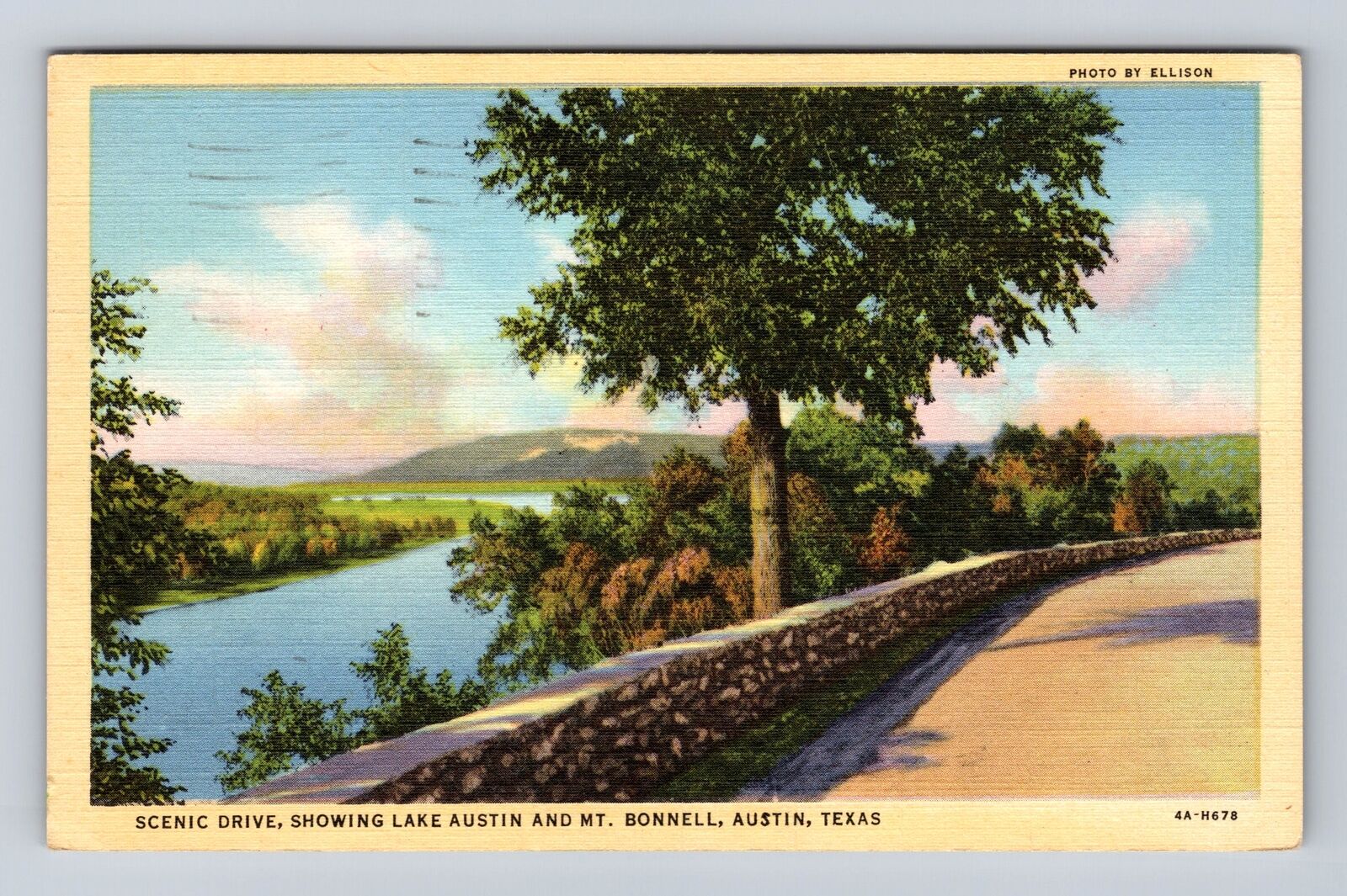 Austin TX-Texas, Scenic Drive Along Lake Austin, Mt. Bonnell, Vintage Postcard