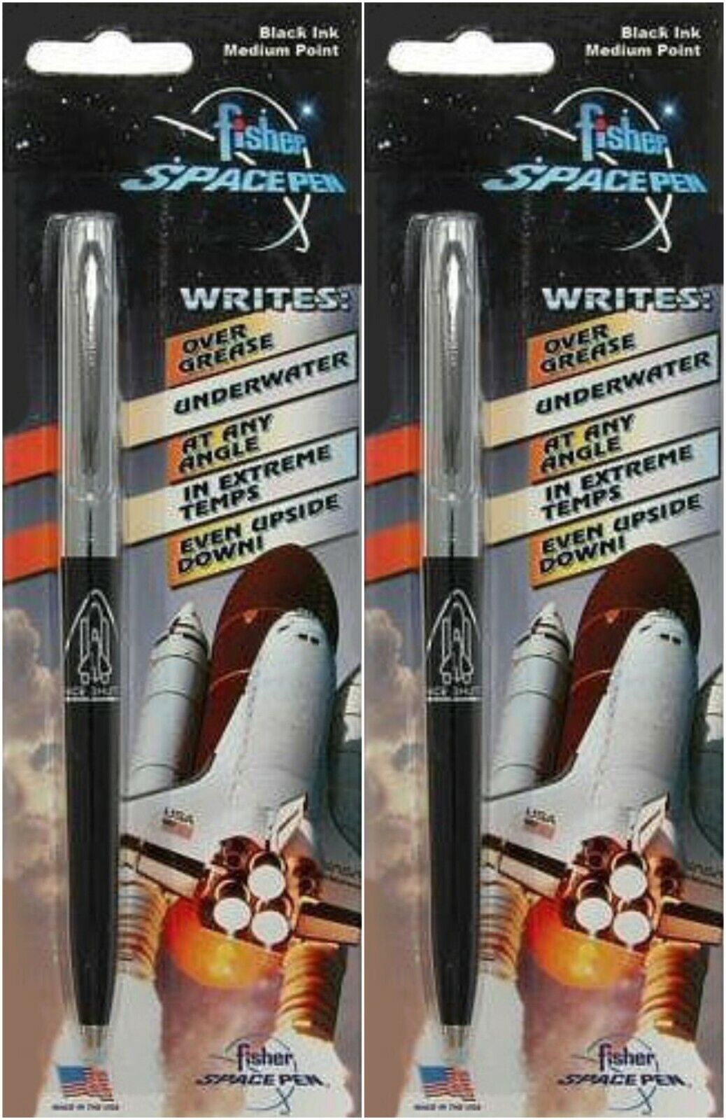 2 pack Fisher Cap-O-Matic Space Pen with Space Shuttle Logo - Good Buy 