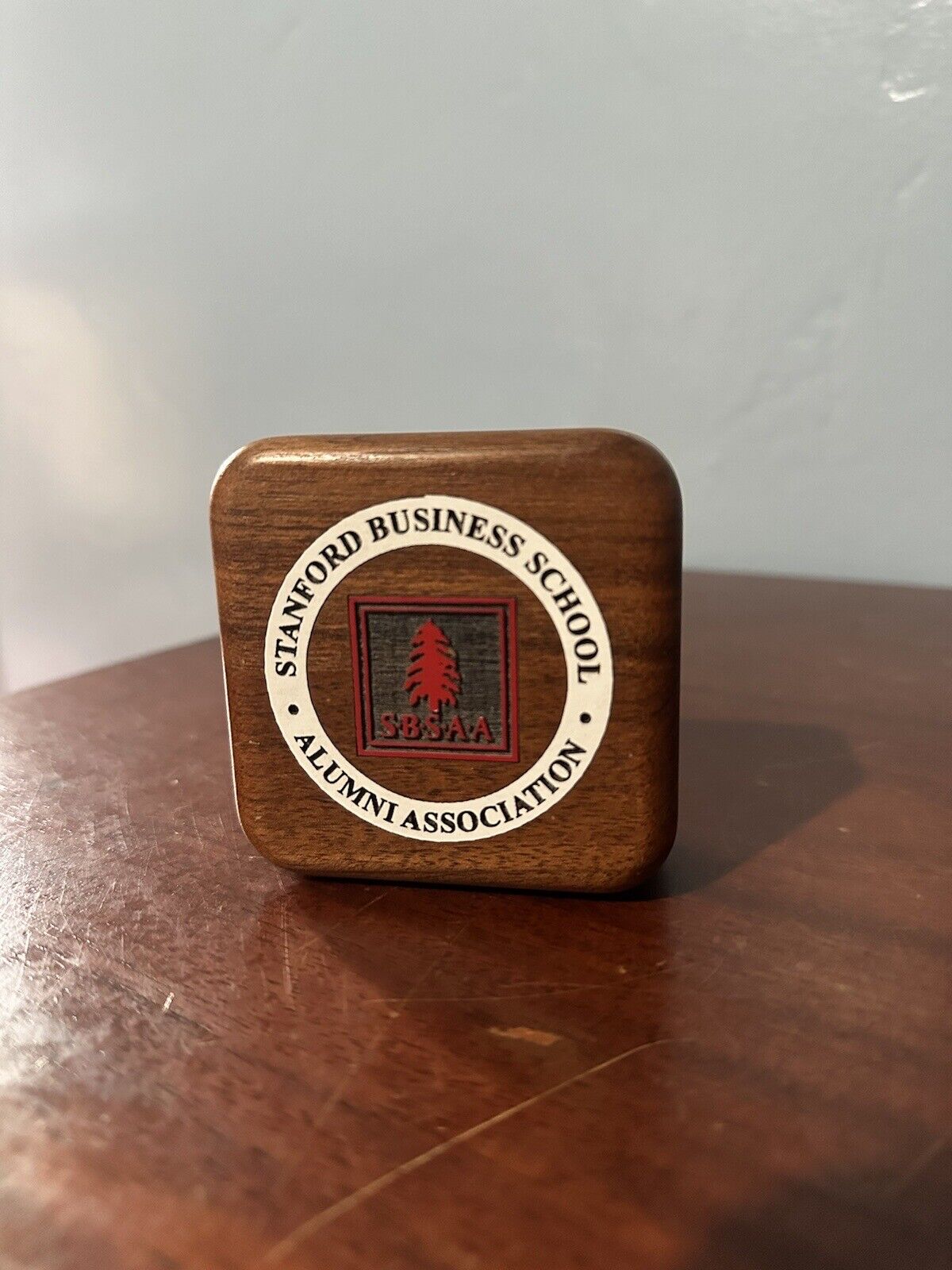Stanford University Business School Alumni Association SBSAA Wood Box ** FLAWS
