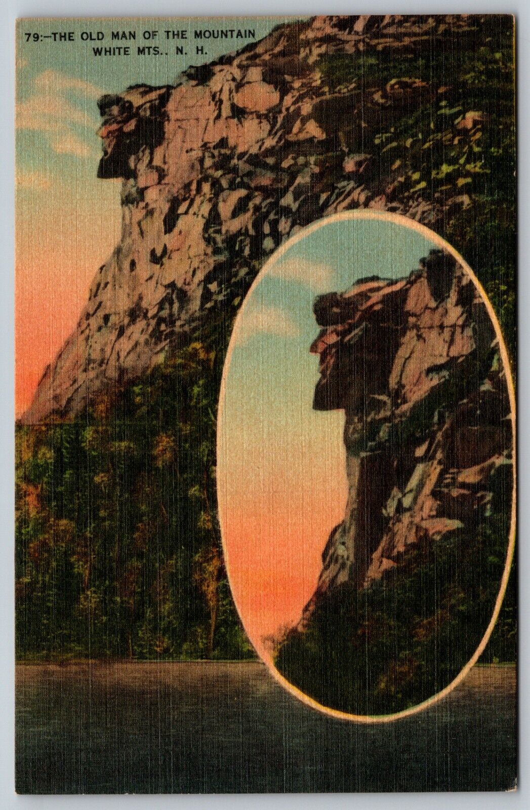 The Old Man of the Mountain White Mountains New Hampshire Vintage Postcard