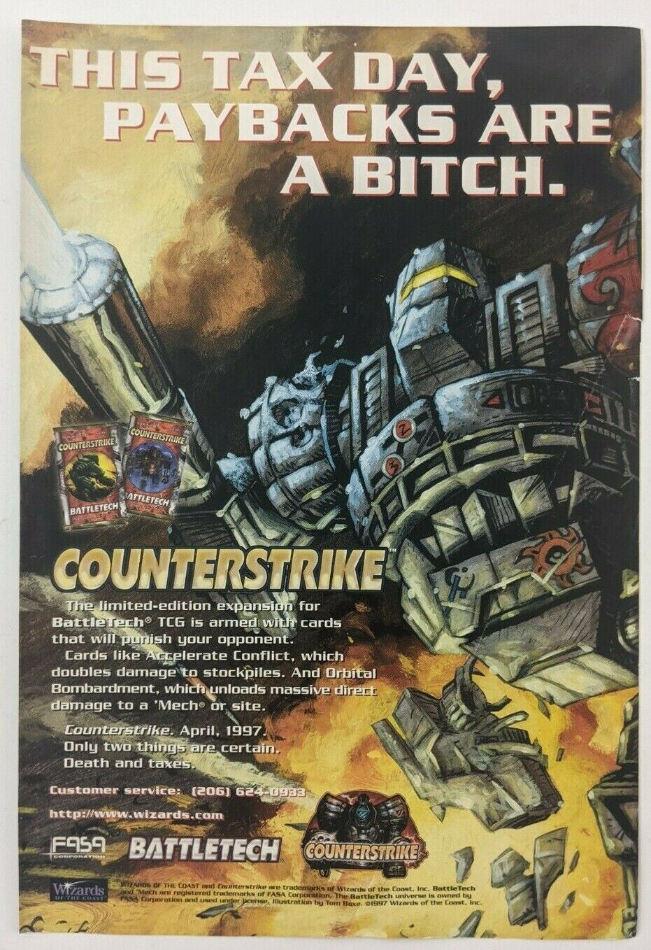 DAMAGED Battletech Counterstrike CCG Print Ad Game Poster Art PROMO Original