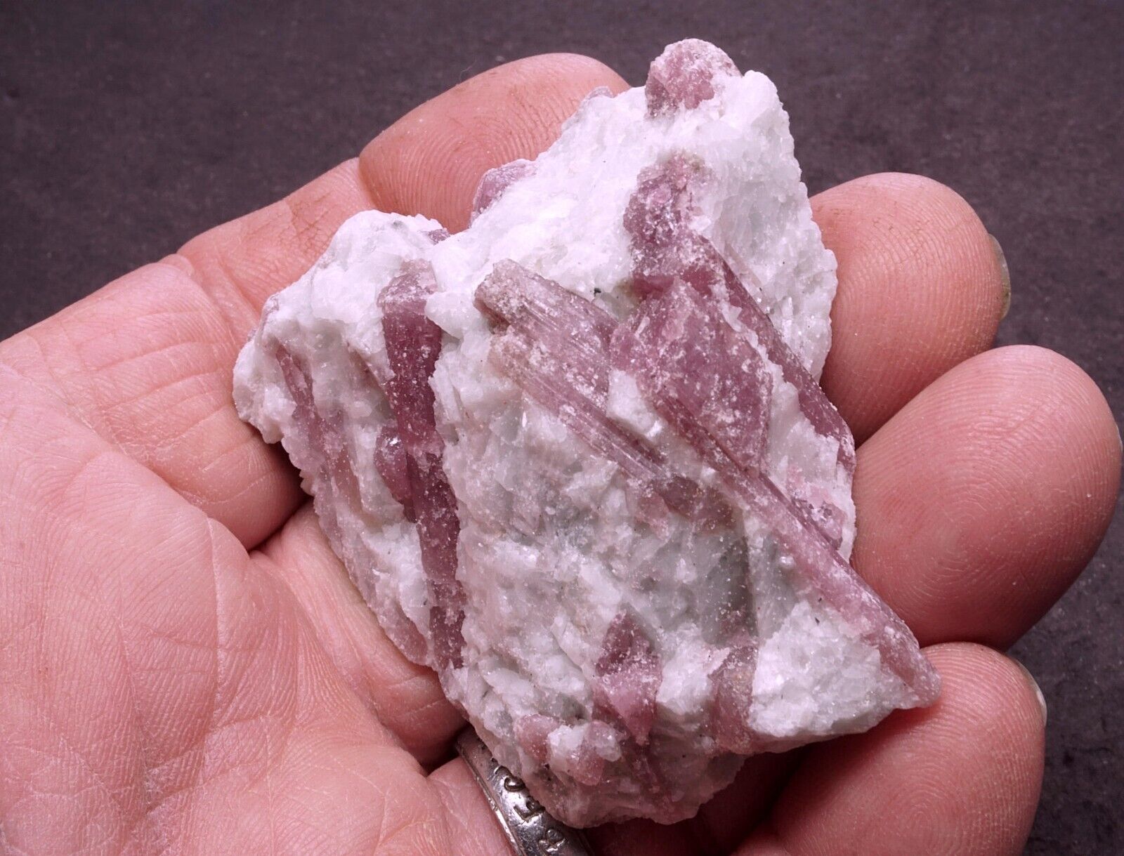 Pink Tourmaline in Snow Quartz Matrix 2.8 OZ Natural Rubellite Crystals #25281