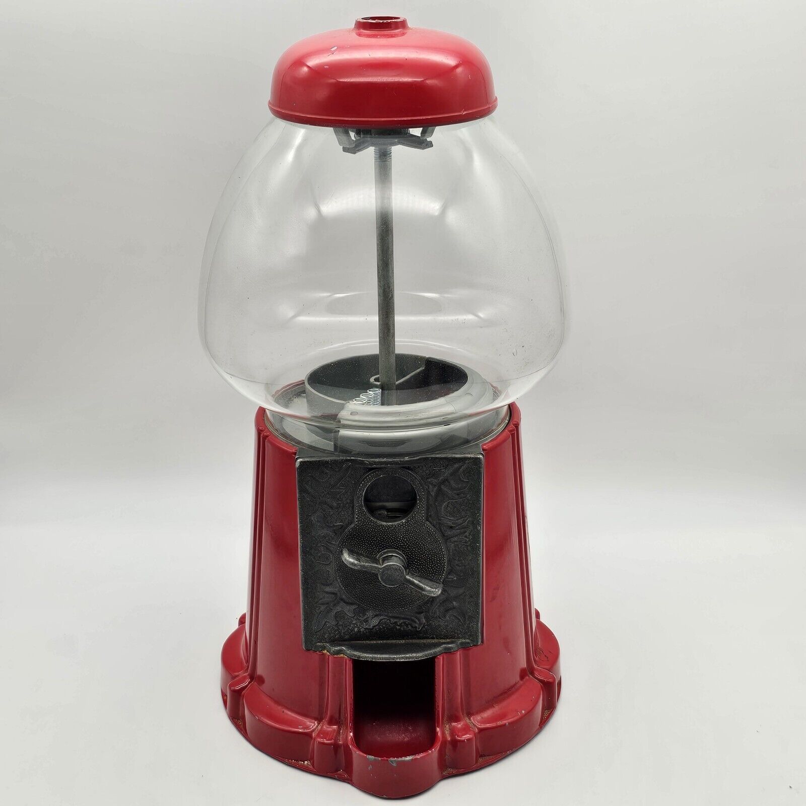 Vintage Red Metal Gumball Machine Collectible Glass Globe Coin Operated, 15\