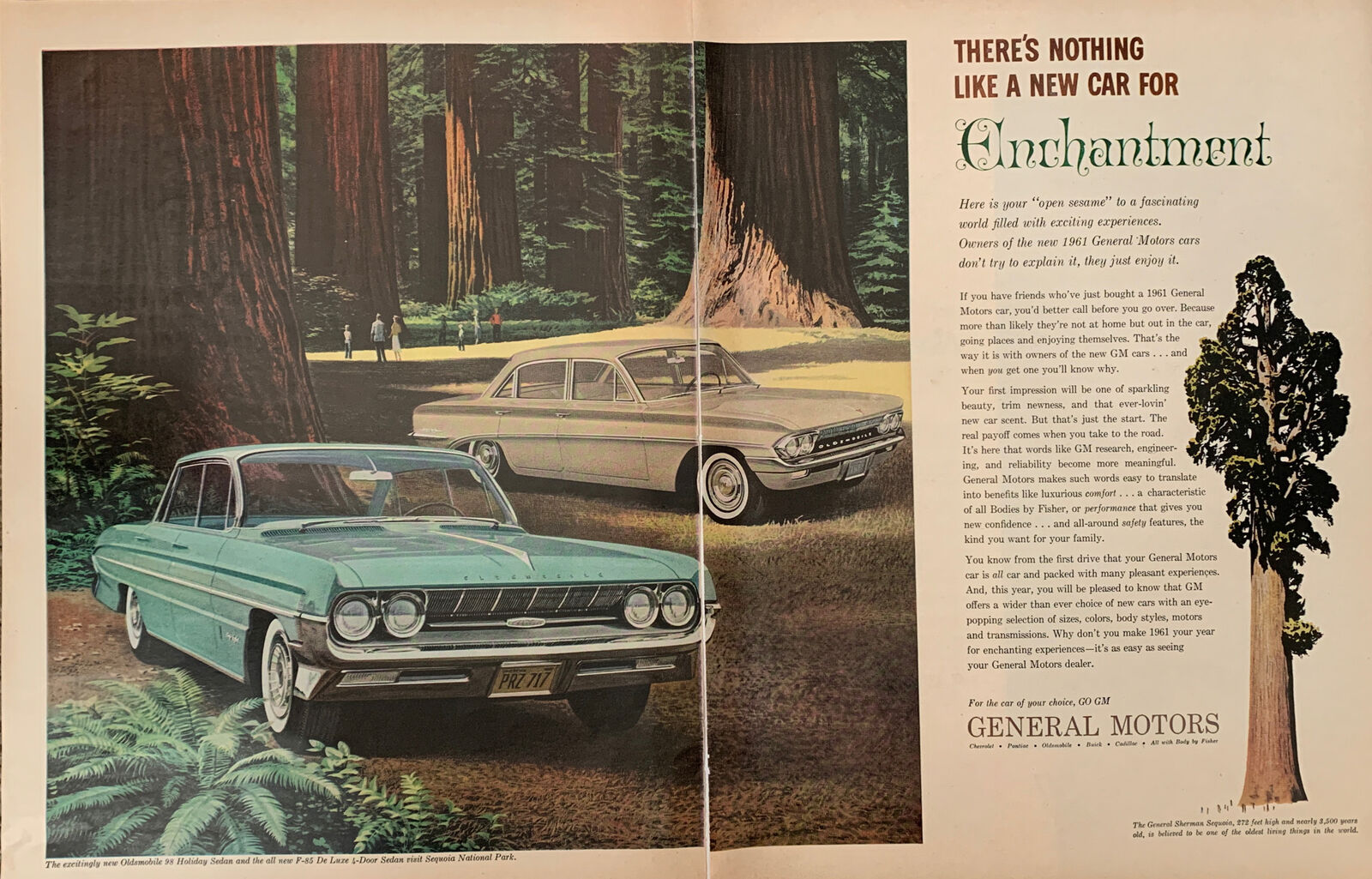 1960 vintage general motors Double Page print ad. There's Nothing Like A New Car