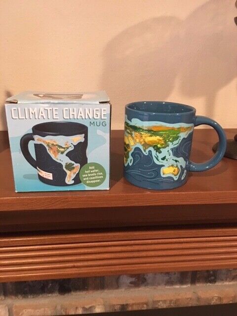 Climate Change Coffee Tea Mug Map Novelty Fun Git Global Warming NEW IN BOX