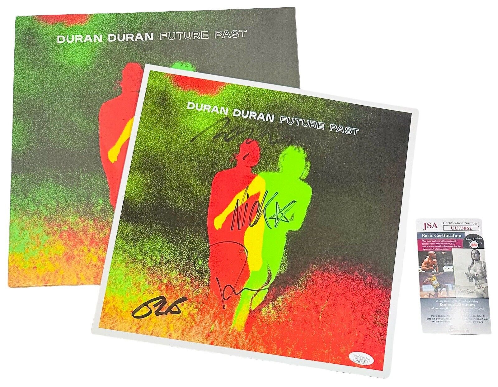 Duran Duran Band Signed Future Past Poster & LP Vinyl Album Simon Le Bon JSA COA