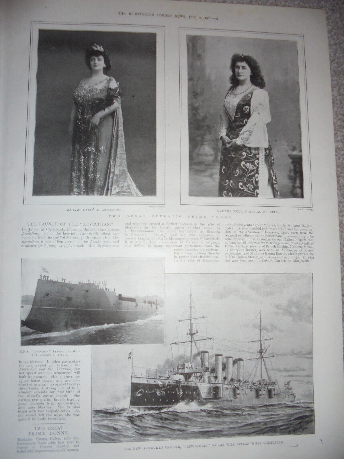 Photo article HMS Leviathan launched Glasgow 1901 ref ab