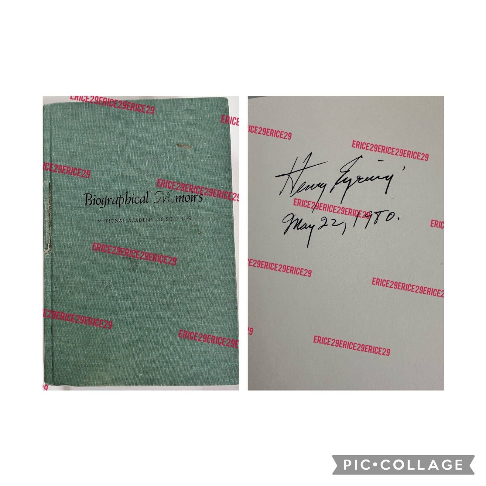 Henry Eyring “Chemist” Signed Inside Book National Academy of Science Vol. 51