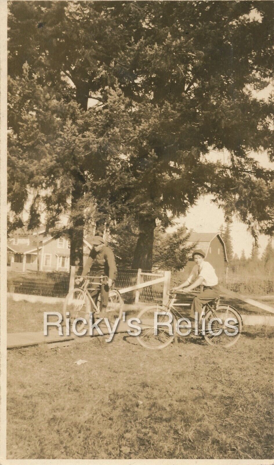 B&W RPPC KALKASKA COUNTY MI Boys with Bicycles Michigan 1910s