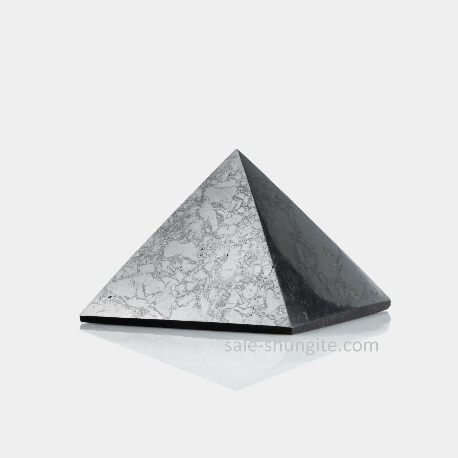 Polished shungite pyramid 100x100mm (3,94 inches) Karelia EMF protection