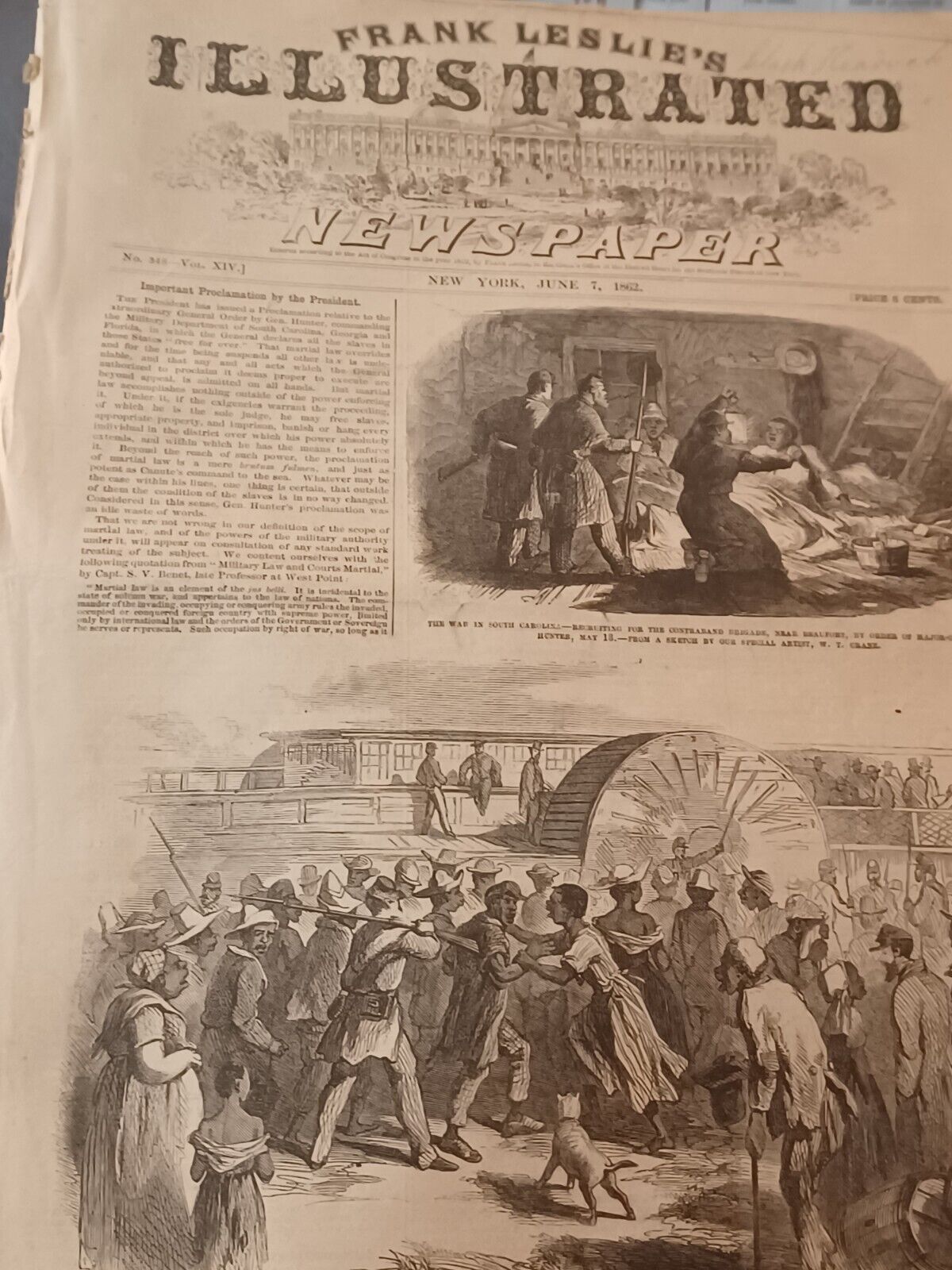 BLACK HISTORY MONTH 1st ORIGINAL NEWSPAPER REPORTING Of EMANCIPATION July 7 1862