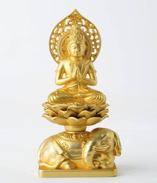Japanese Buddhist Statue Fugen Samantabhadra Bodhisattva H15cm/5.5in goldplated